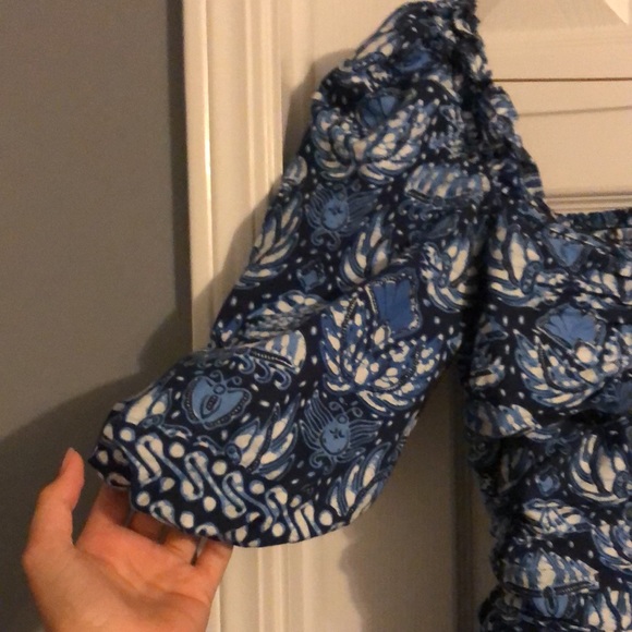 Love the Label Anthropologie Puff Sleeve Cassie Mini Dress in Butterfly Blue - Picture 11 of 16